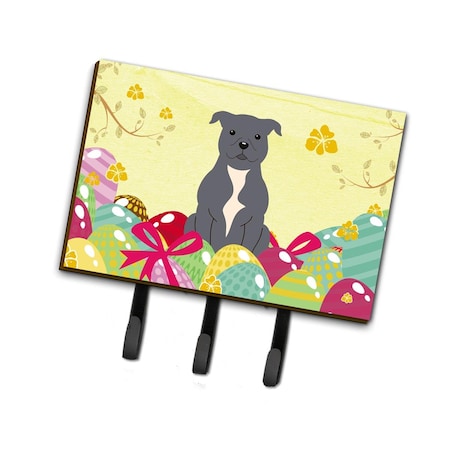 Carolines Treasures Easter Eggs Staffordshire Bull Terrier Blue Leash or Key Holder BB6046TH68